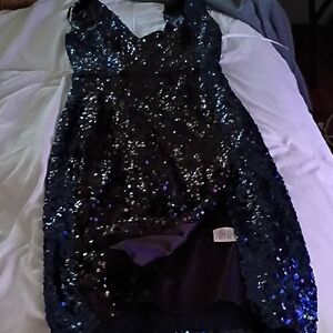 French Connection Navy Sequin Midi Dress